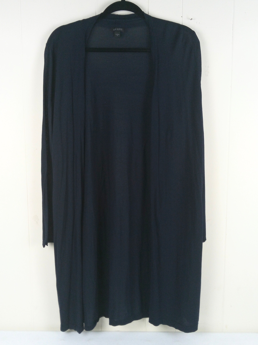 J. Jill Wearever Long Open-Front Cardigan in Navy Women Duster Size M
